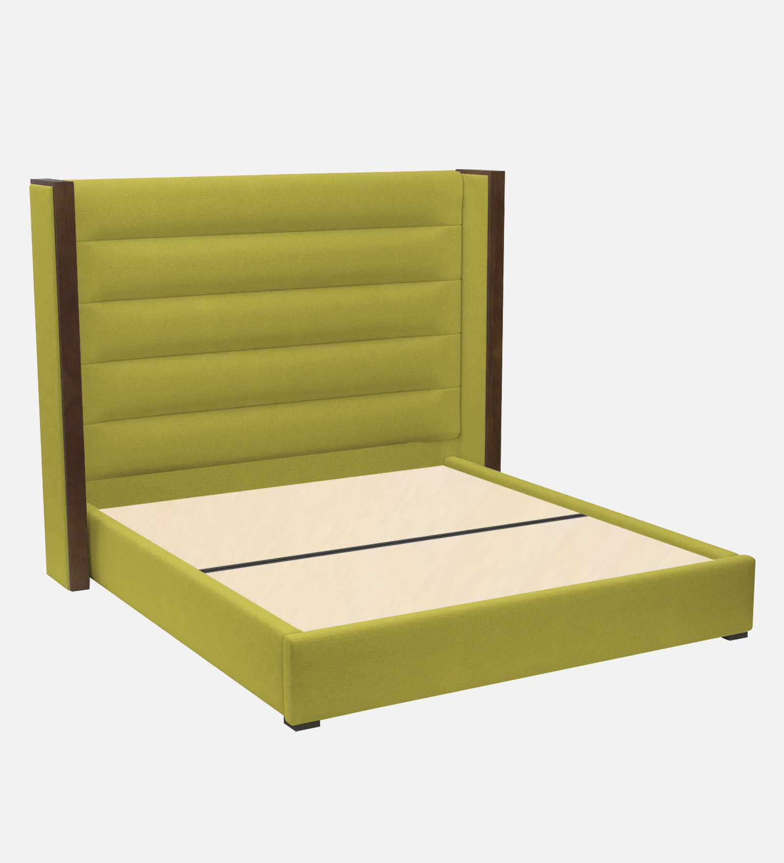 Sunny Fabric Queen Size Bed In Parrot Green Colour