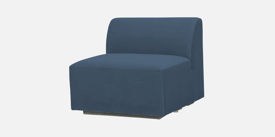 Bufa Velvet Rhs Sectional Sofa In Oxford Blue Colour With Ottoman - Febonic Living