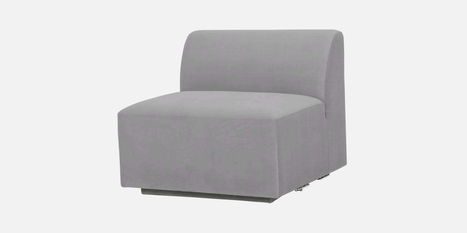 Bufa Velvet RHS Sectional Sofa In Light Grey Colour With Ottoman