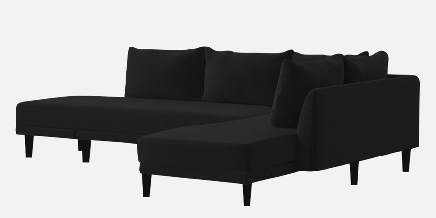 Ira Fabric Lhs 6 Seater Convertible Sofa Cum Bed In Zed Black Colour - Febonic Living