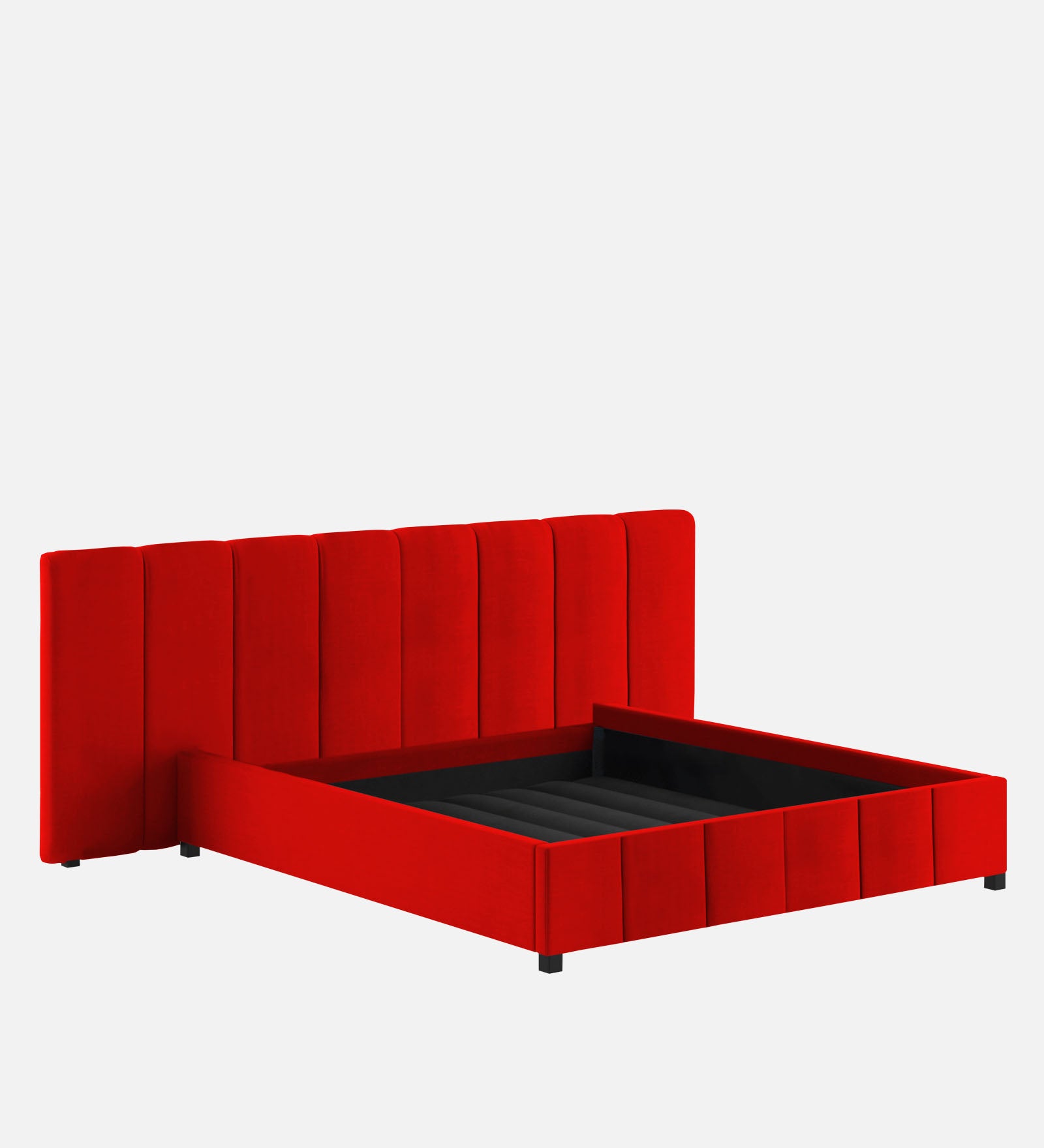 Nora Fabric Queen Size Bed In Ruby Red Colour