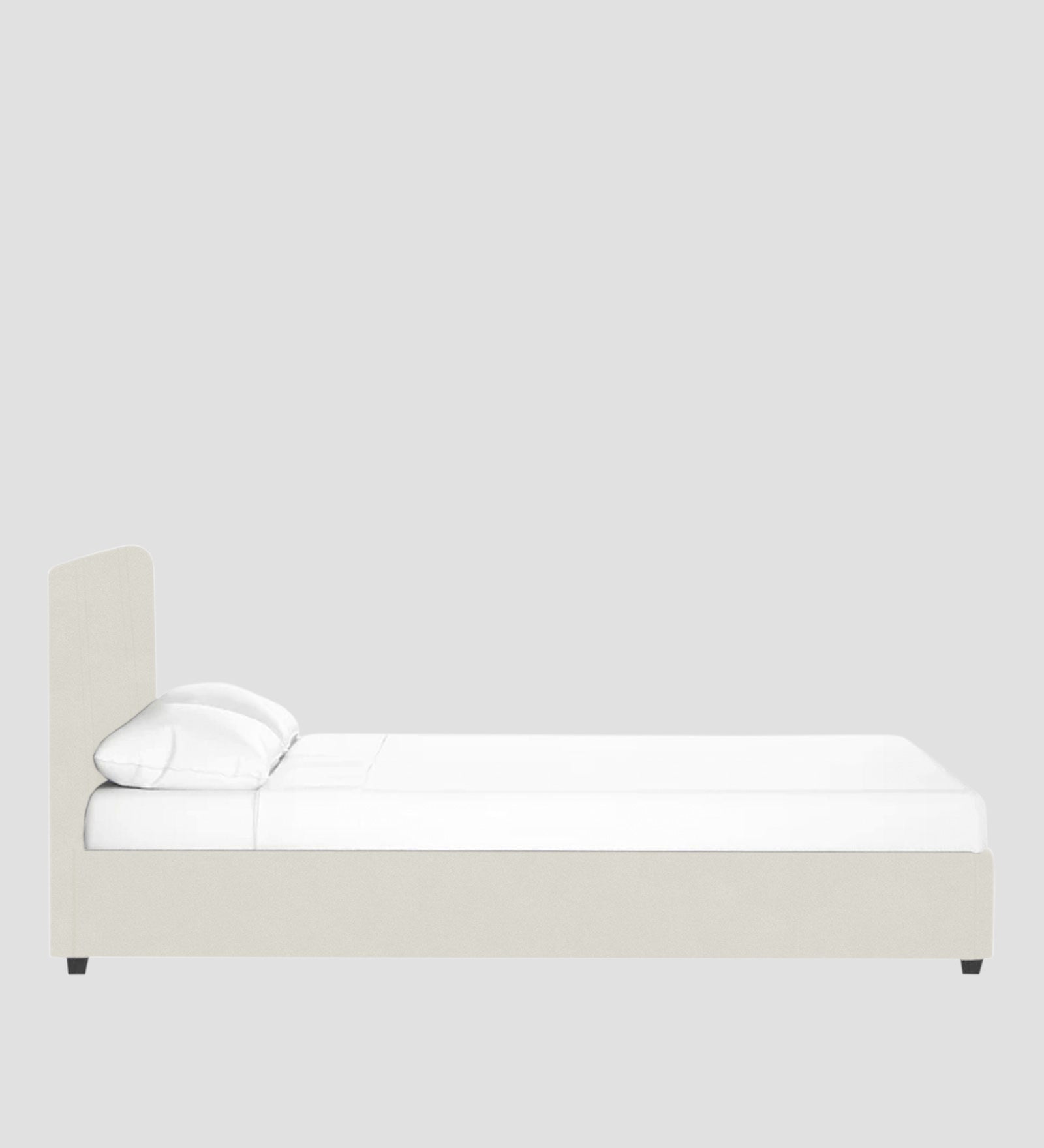 Asyra Velvet Queen Bed in Warm White Colour With Box Storage