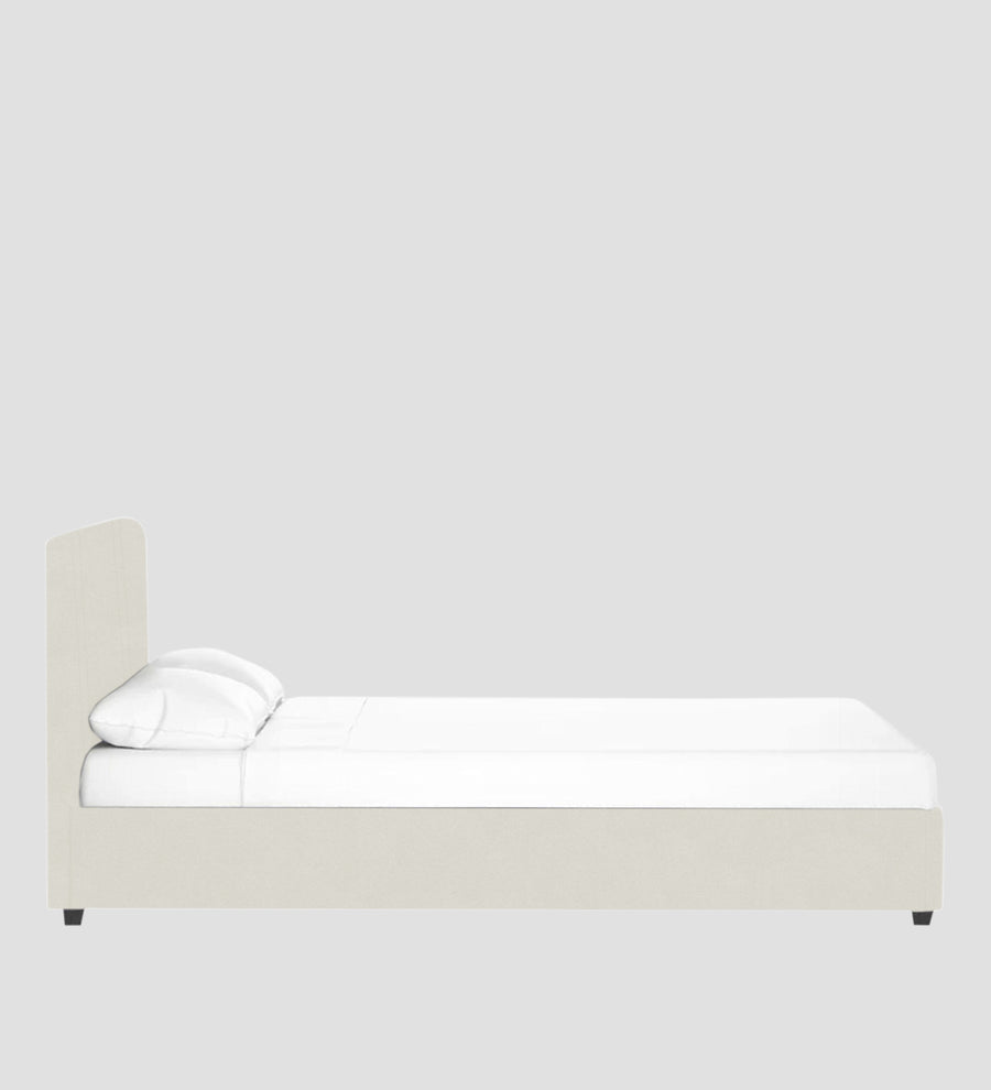 Asyra Velvet Upholstered King Size Bed In Warm White Colour With Box Storage - Febonic Living