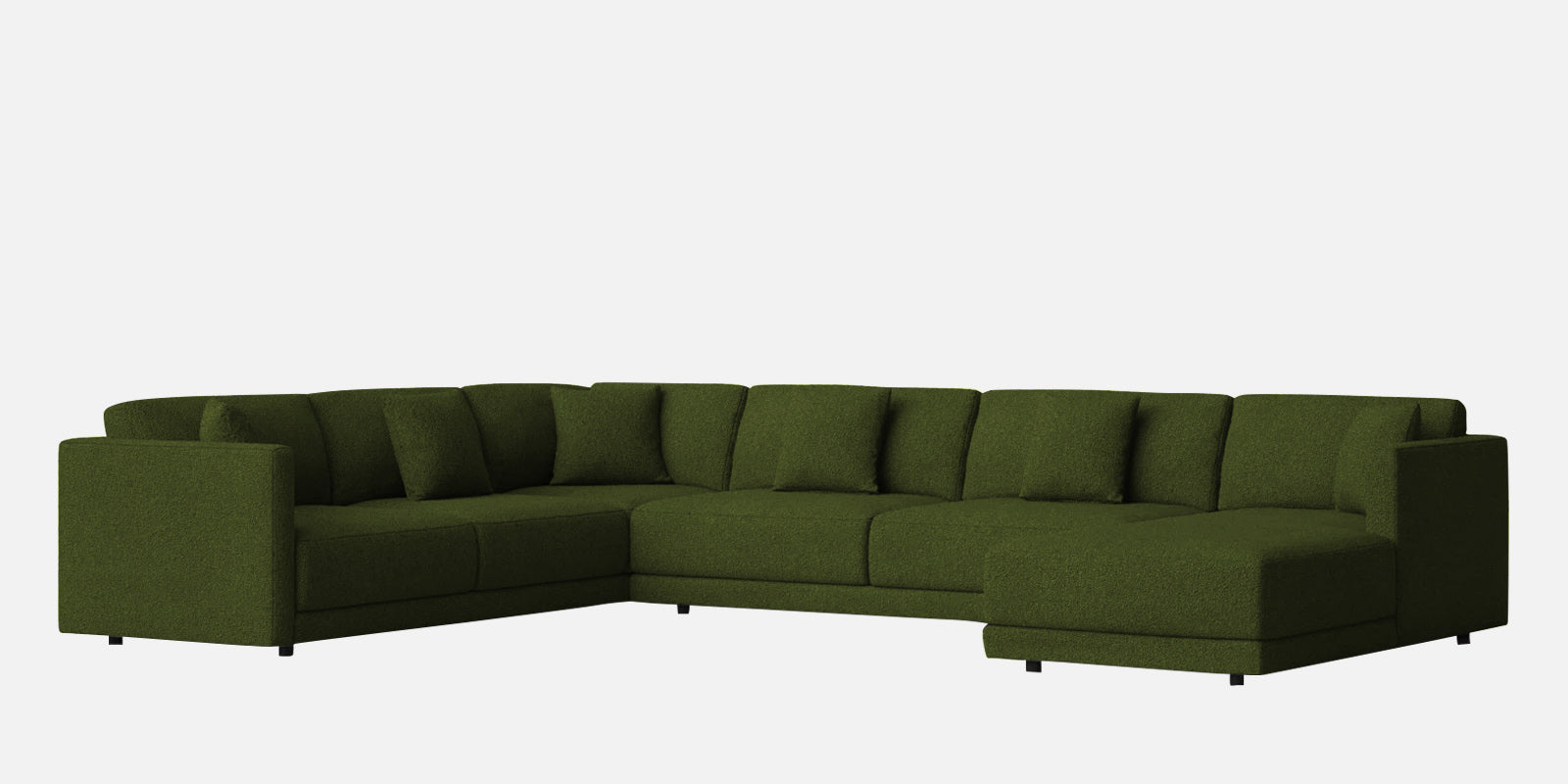 Carlin Fabric LHS 8 Seater Sectional Sofa In Olive Green Colour