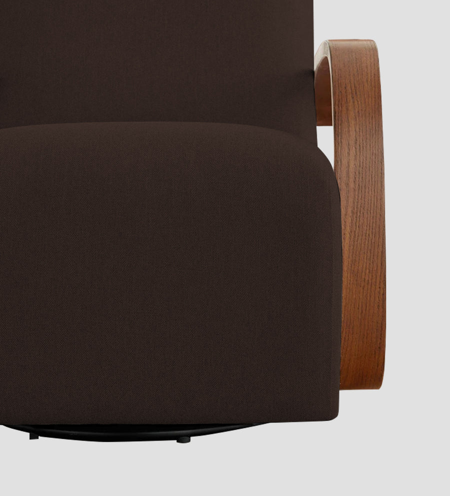 Balma Fabric Swivel Chair In Coffee Brown Colour - Febonic Living