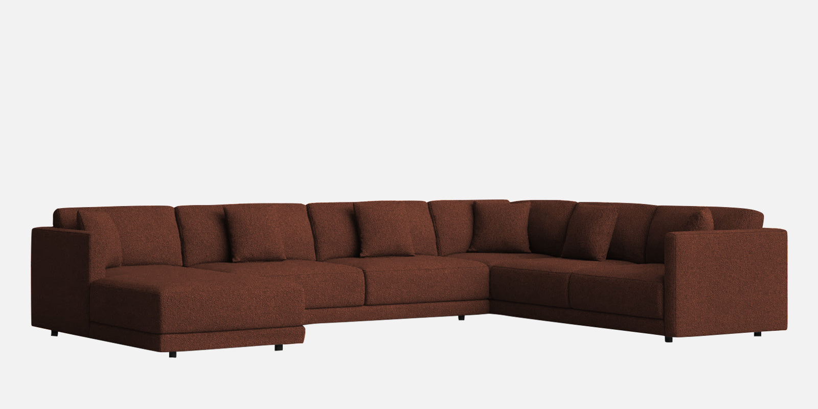 Carlin Fabric RHS 8 Seater Sectional Sofa In Coffee Brown Colour