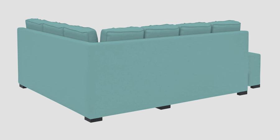 Corby Velvet Rhs 6 Seater Convertible Sofa Cum Bed In Barmunda Aqua Colour - Febonic Living