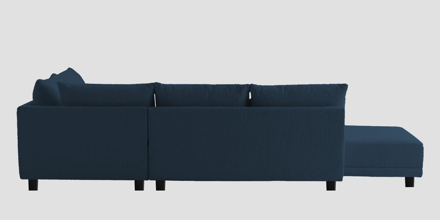 Ira Boucle Fabric Lhs 6 Seater Convertible Sofa Cum Bed In Classic Blue Colour - Febonic Living