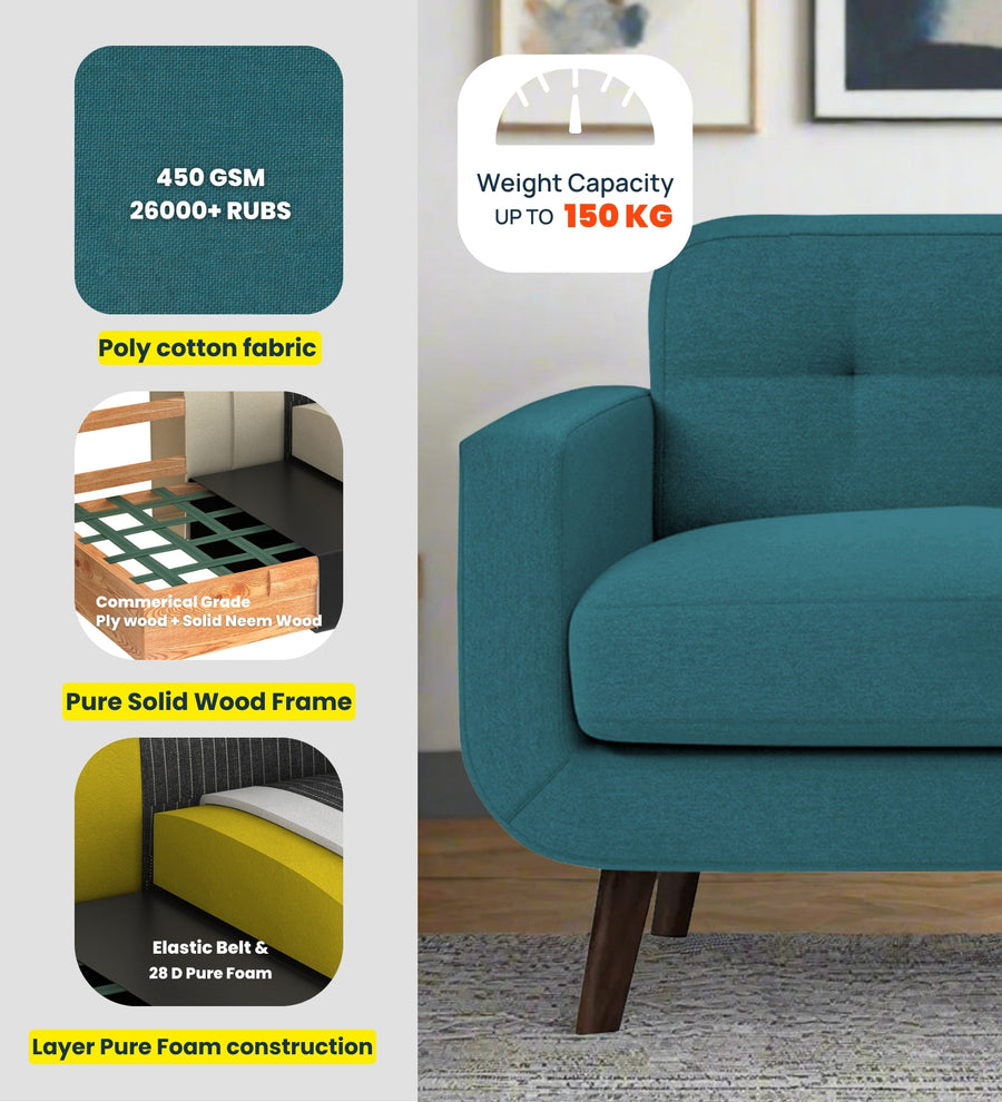 Marsela Fabric 1 Seater Sofa In Hazel Beige Colour - Febonic Living