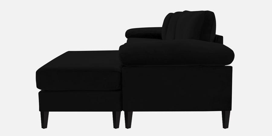 Vegas Velvet Lhs Sectional Sofa 3 Lounger In Adam Black Colour - Febonic Living