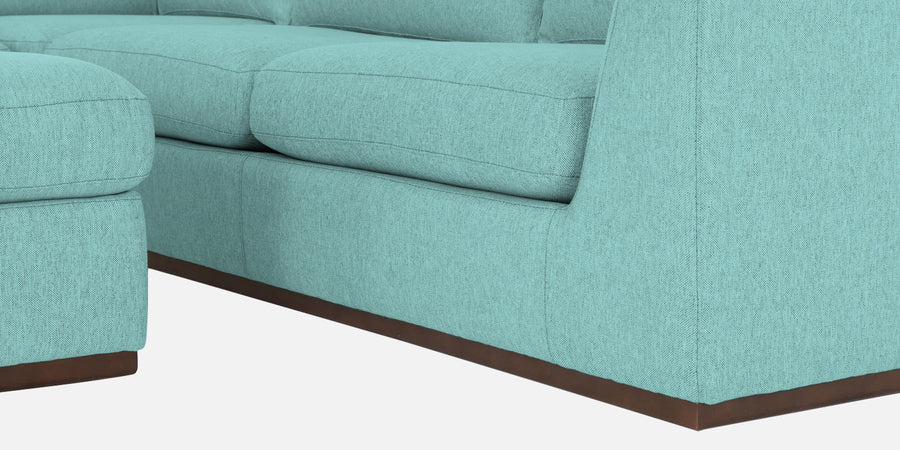 Freedom Velvet 6 Seater Lhs Corner Sofa In Barmunda Aqua Colour With Ottoman - Febonic Living