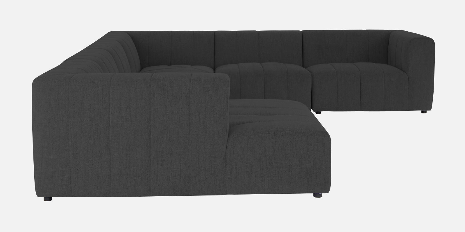 Damo Fabric RHS 8 Seater Sectional Sofa In Charcoal Grey Colour