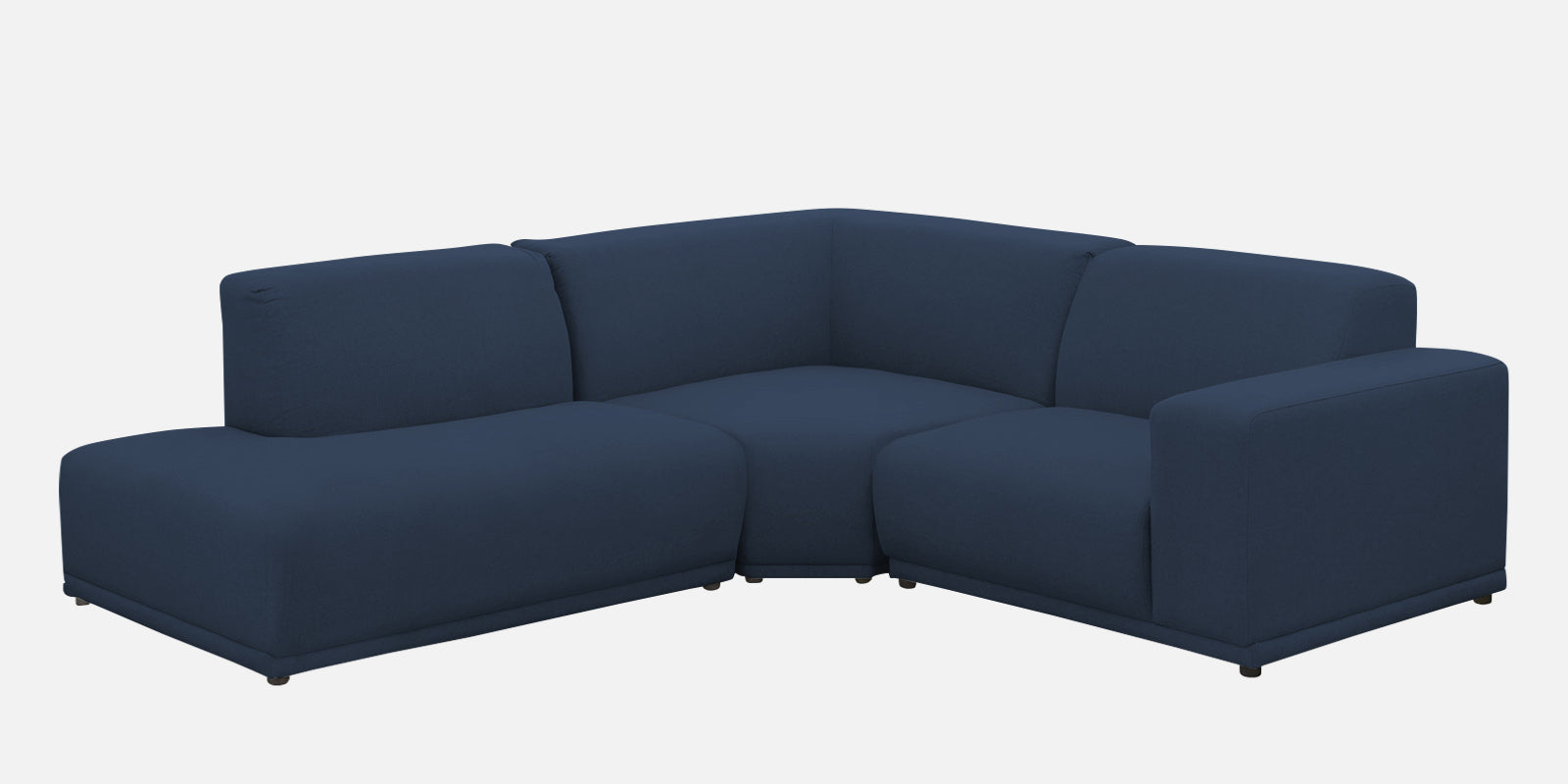 Adam Fabric LHS Sectional Sofa (3 + Lounger) In Denim Blue Colour