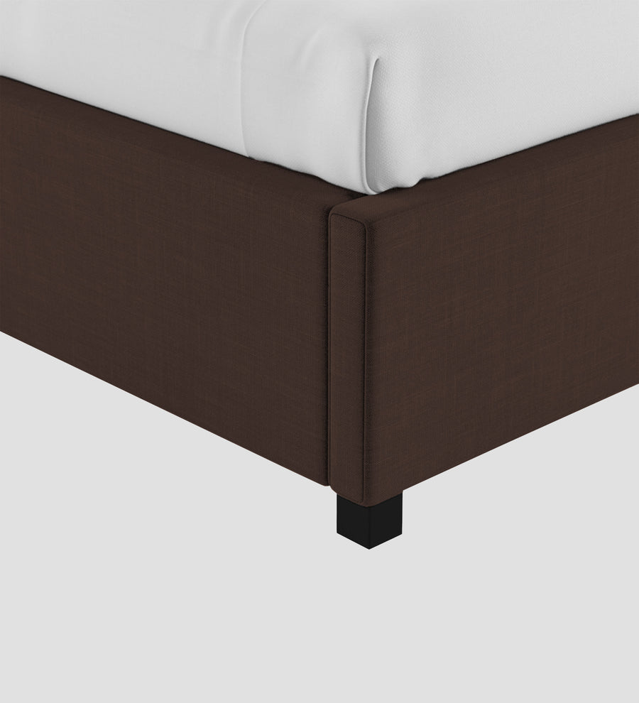 Isko Fabric Upholstered Single Size Bed In Coffee Brown Colour With Box Storage - Febonic Living