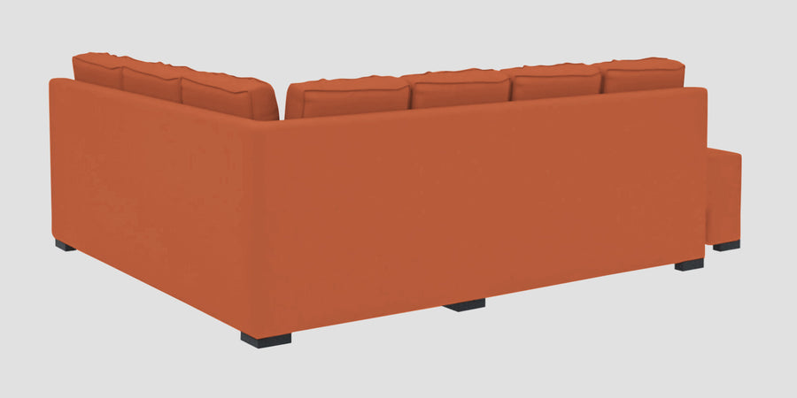 Corby Velvet Rhs 6 Seater Convertible Sofa Cum Bed In Yam Orange Colour - Febonic Living