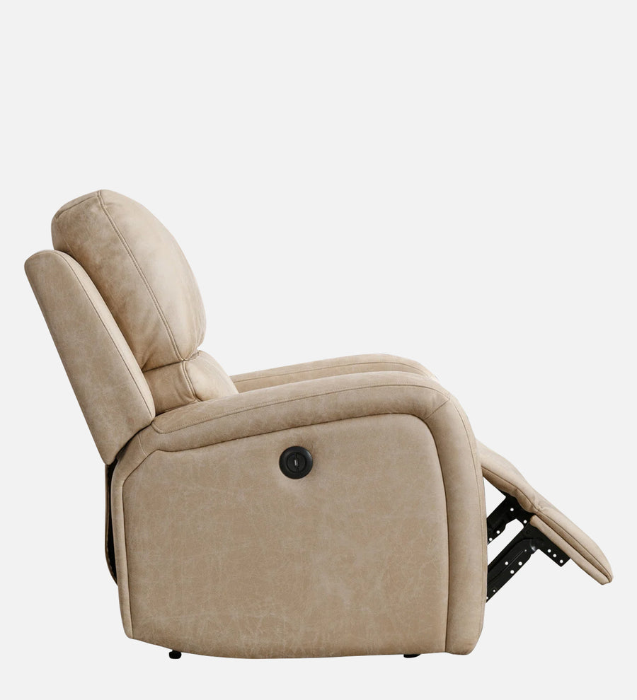 Mason Leatherette 1 Seater Motorized Recliner In Beige Faux Leather Finish - Febonic Living