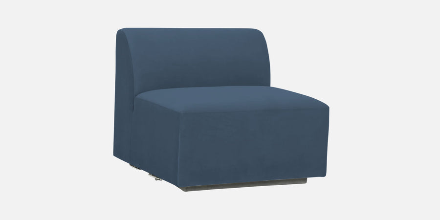 Bufa Velvet Lhs Sectional Sofa In Oxford Blue Colour With Ottoman - Febonic Living
