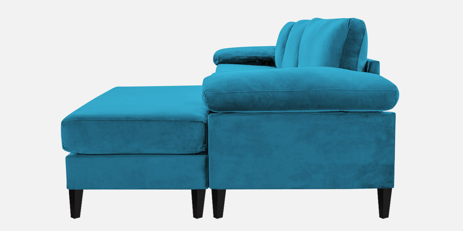 Vegas Velvet LHS Sectional Sofa (3+Lounger) In Aqua blue Colour