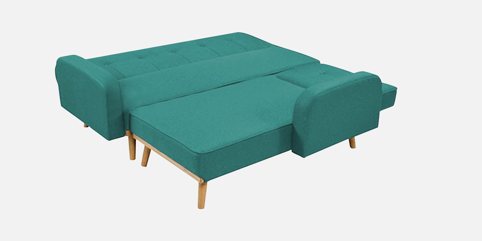 Zuno Fabric RHS Sectional + Sofa Cum Bed In Sea Green Colour