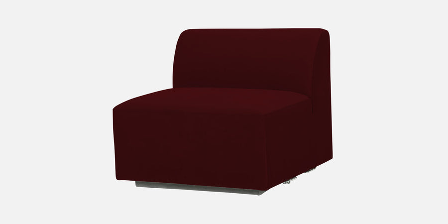 Bufa Velvet Rhs Sectional Sofa In Dark Maroon Colour With Ottoman - Febonic Living