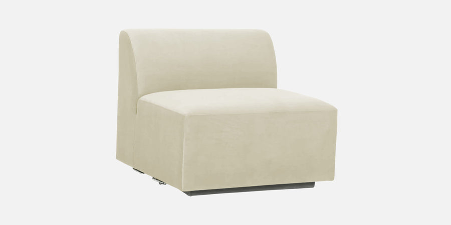 Bufa Velvet Lhs Sectional Sofa In Warm White Colour With Ottoman - Febonic Living