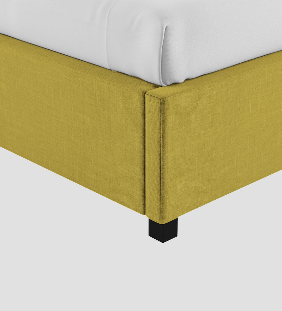 Isko Fabric Upholstered Single Size Bed In Parrot Green Colour With Box Storage - Febonic Living