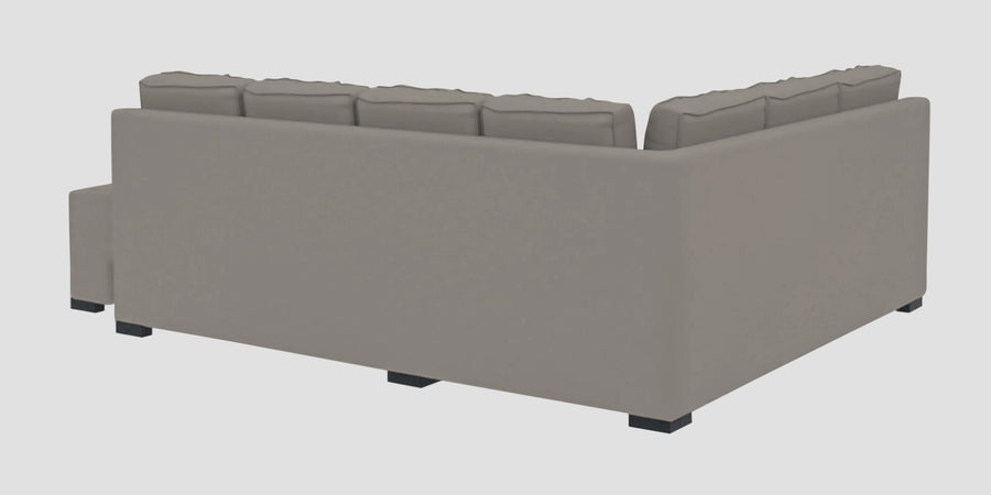 Corby Velvet Lhs 6 Seater Convertible Sofa Cum Bed In Echo Grey Colour - Febonic Living