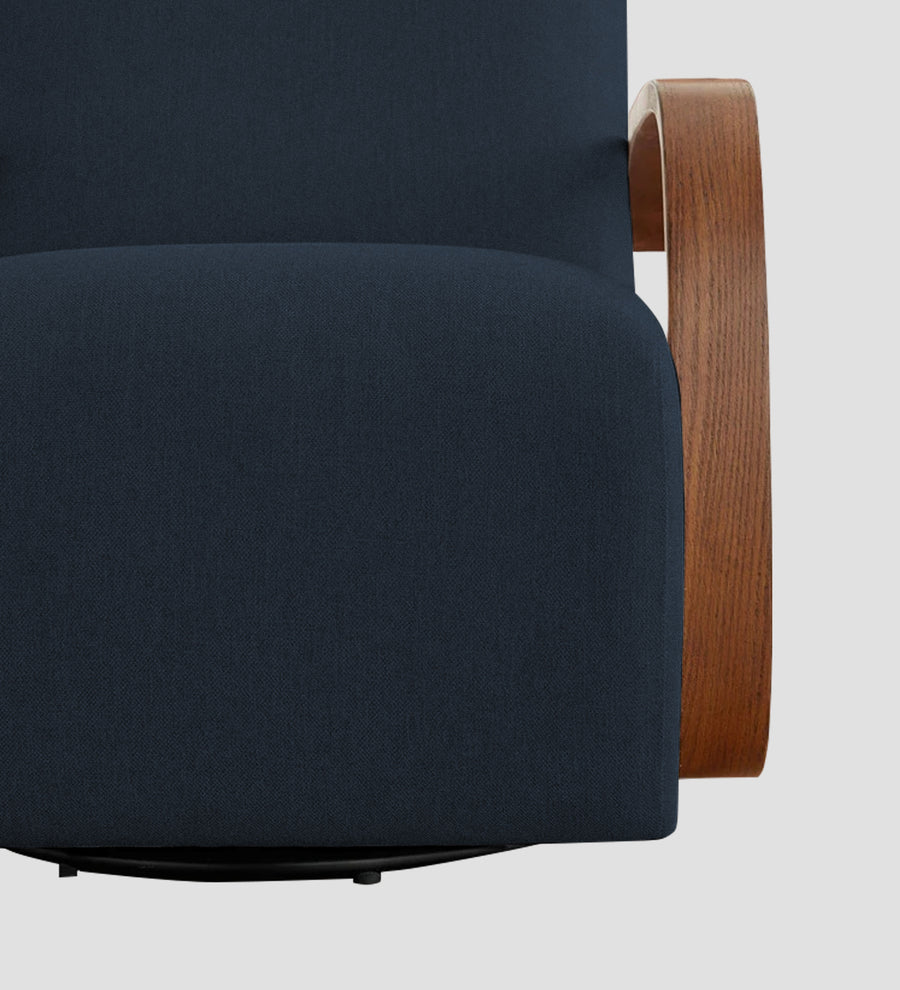 Balma Fabric Swivel Chair In Denim Blue Colour - Febonic Living