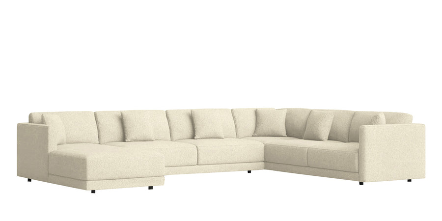 Carlin Fabric Rhs 8 Seater Sectional Sofa In Ivory Beige Colour - Febonic Living