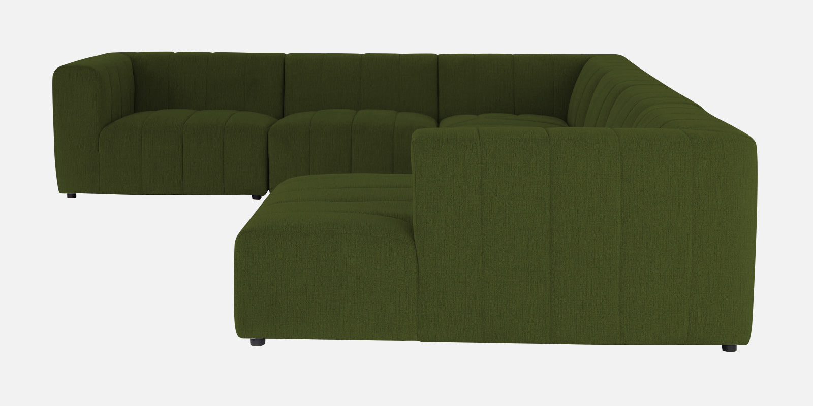 Damo Fabric LHS 8 Seater Sectional Sofa In Olive Green Colour