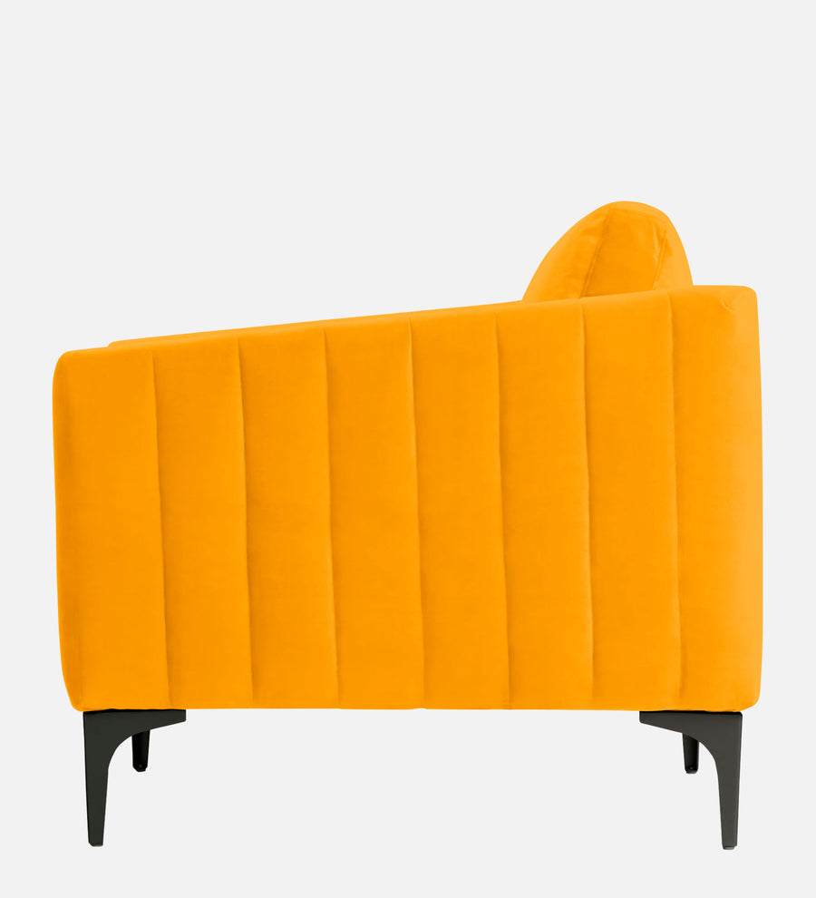 Haru Velvet 1 Seater Sofa In Saffron Yellow Colour - Febonic Living