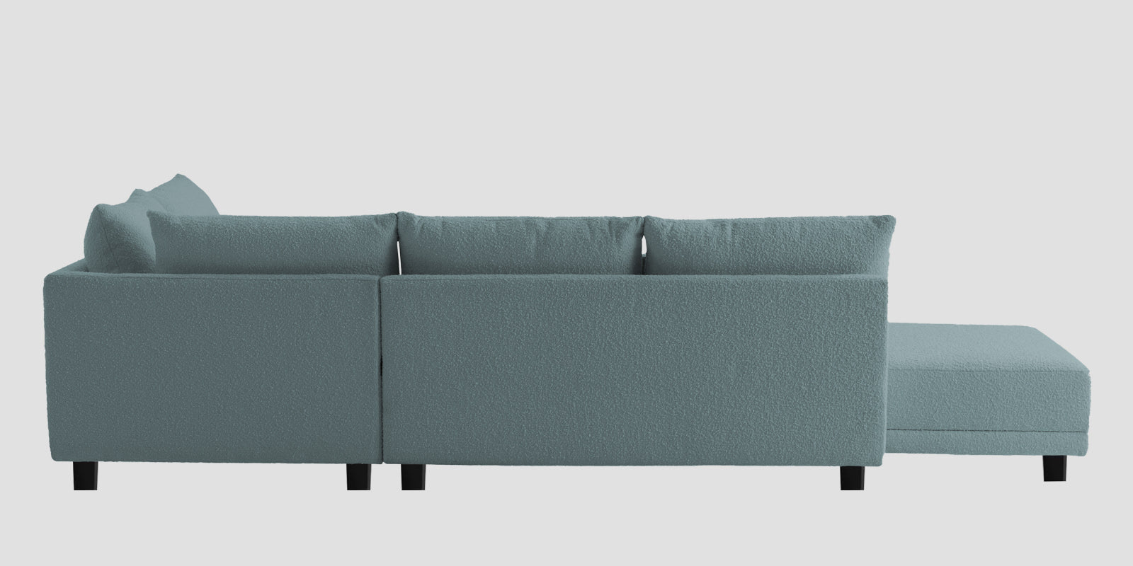 Ira Boucle Fabric LHS 6 Seater Convertible Sofa Cum Bed In Stormy Blue Colour - Febonic Living