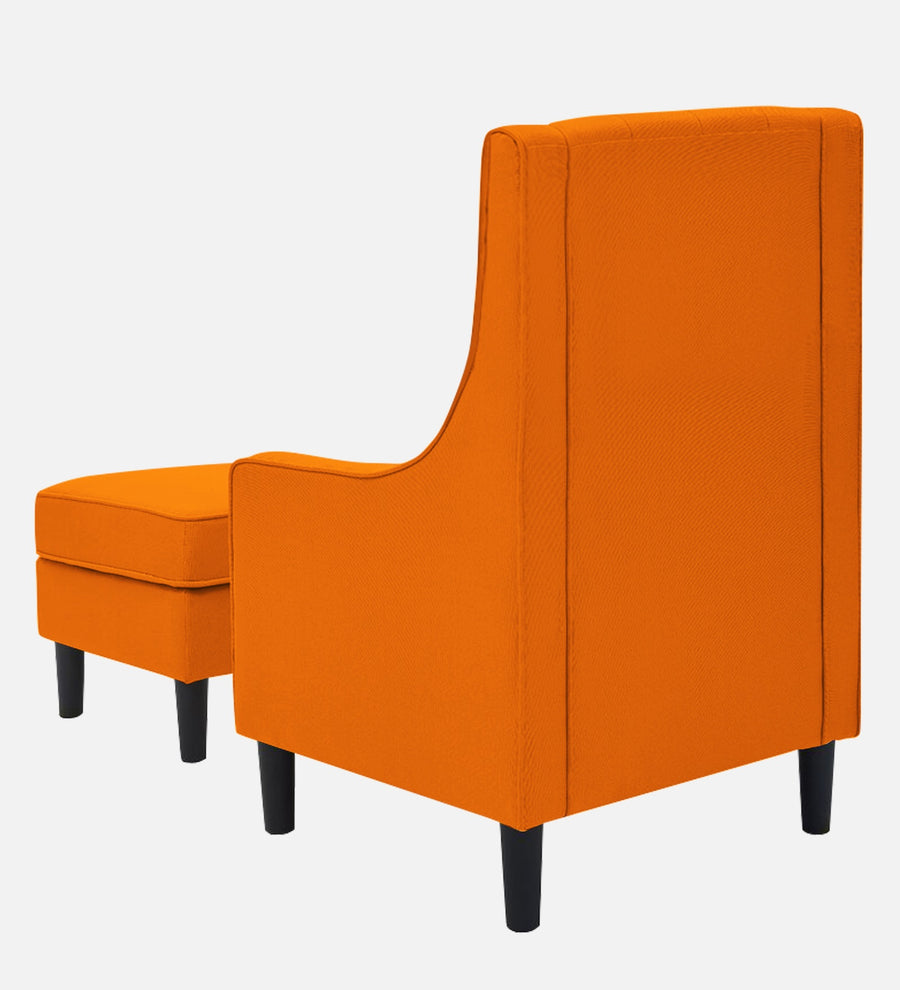 Sona Fabric Barrel Chair With Ottoman In Vivid Orange Colour - Febonic Living