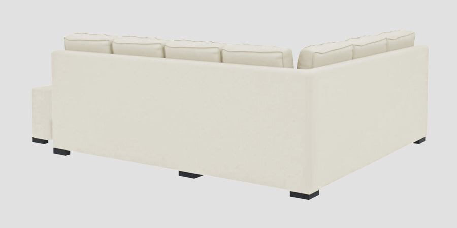 Corby Velvet Lhs 6 Seater Convertible Sofa Cum Bed In Warm White Colour - Febonic Living