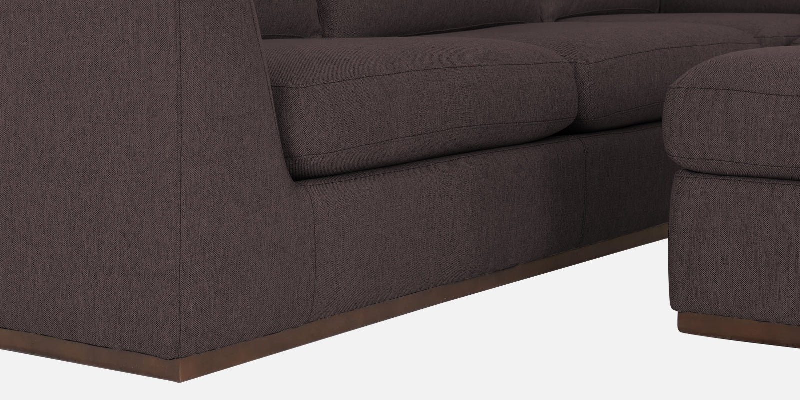 Freedom Velvet 6 Seater RHS Sectional Sofa In Mocha Brown Colour With Ottoman