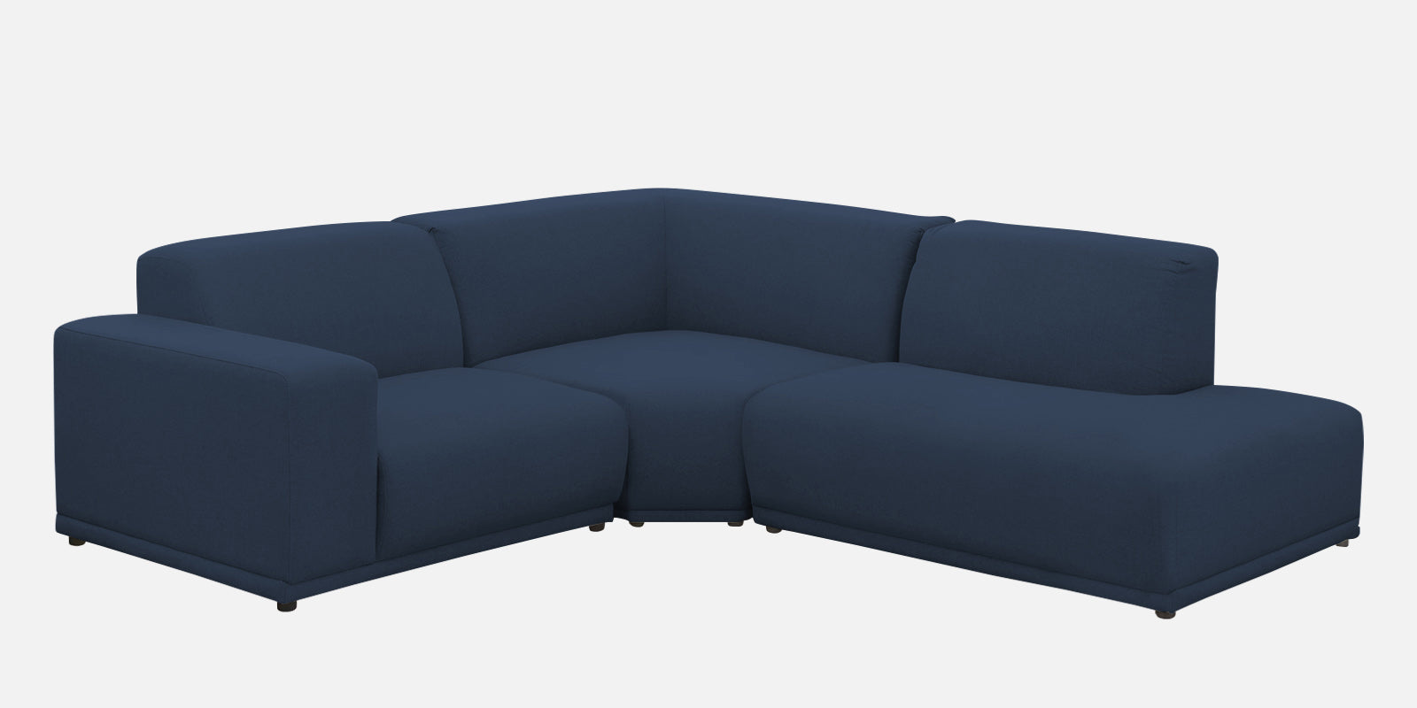 Adam Fabric RHS Sectional Sofa (3 + Lounger) In Denim Blue Colour