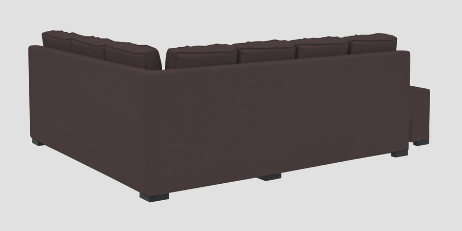 Corby Velvet Rhs 6 Seater Convertible Sofa Cum Bed In Mocha Brown Colour - Febonic Living