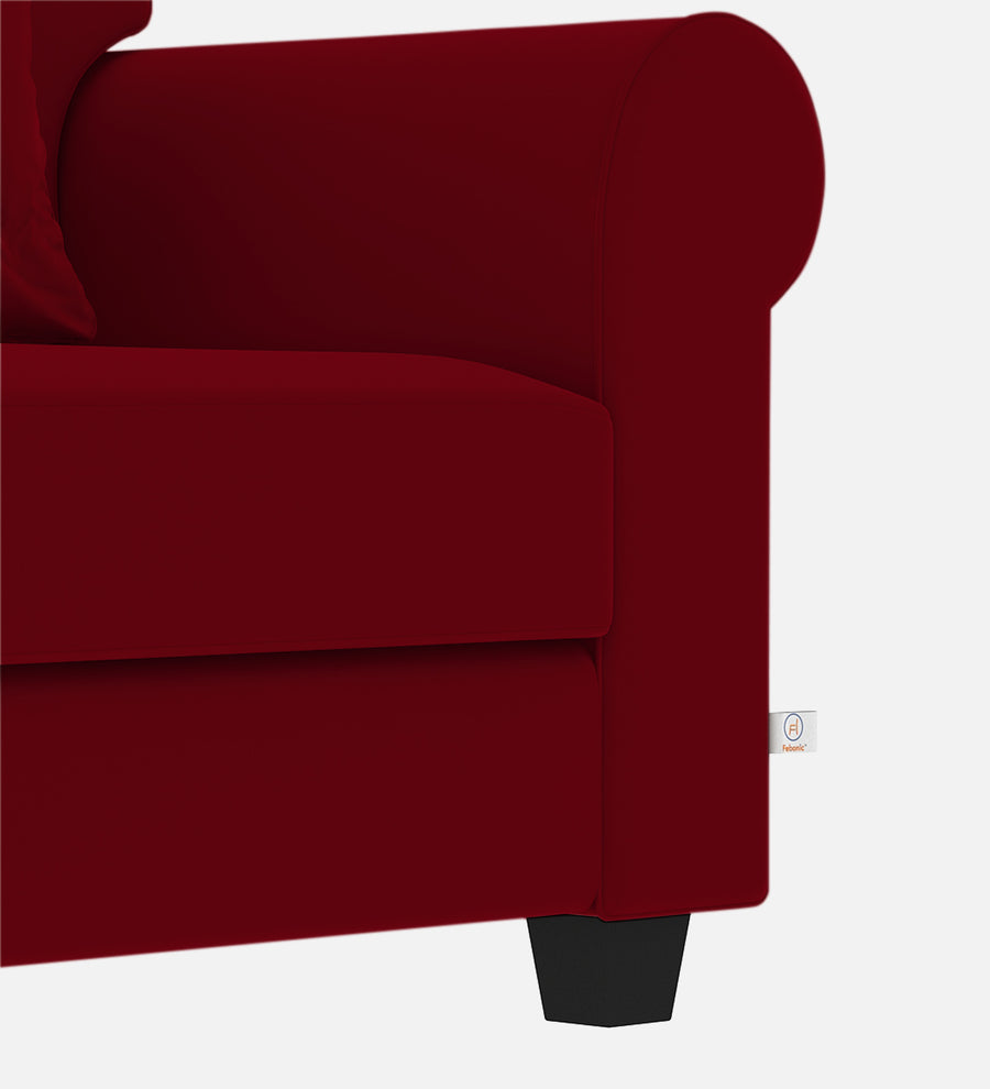 Numonk Velvet 1 Seater Sofa In Cherry Red Colour - Febonic Living