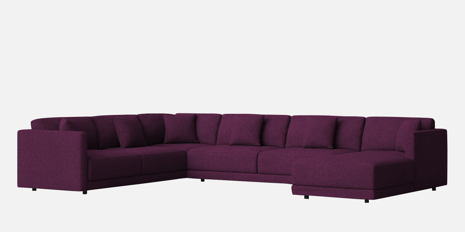 Carlin Fabric LHS 8 Seater Sectional Sofa In Greek Purple Colour