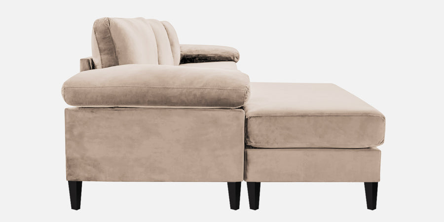 Vegas Velvet Rhs Sectional Sofa 3 Lounger In Camel Beige Colour - Febonic Living