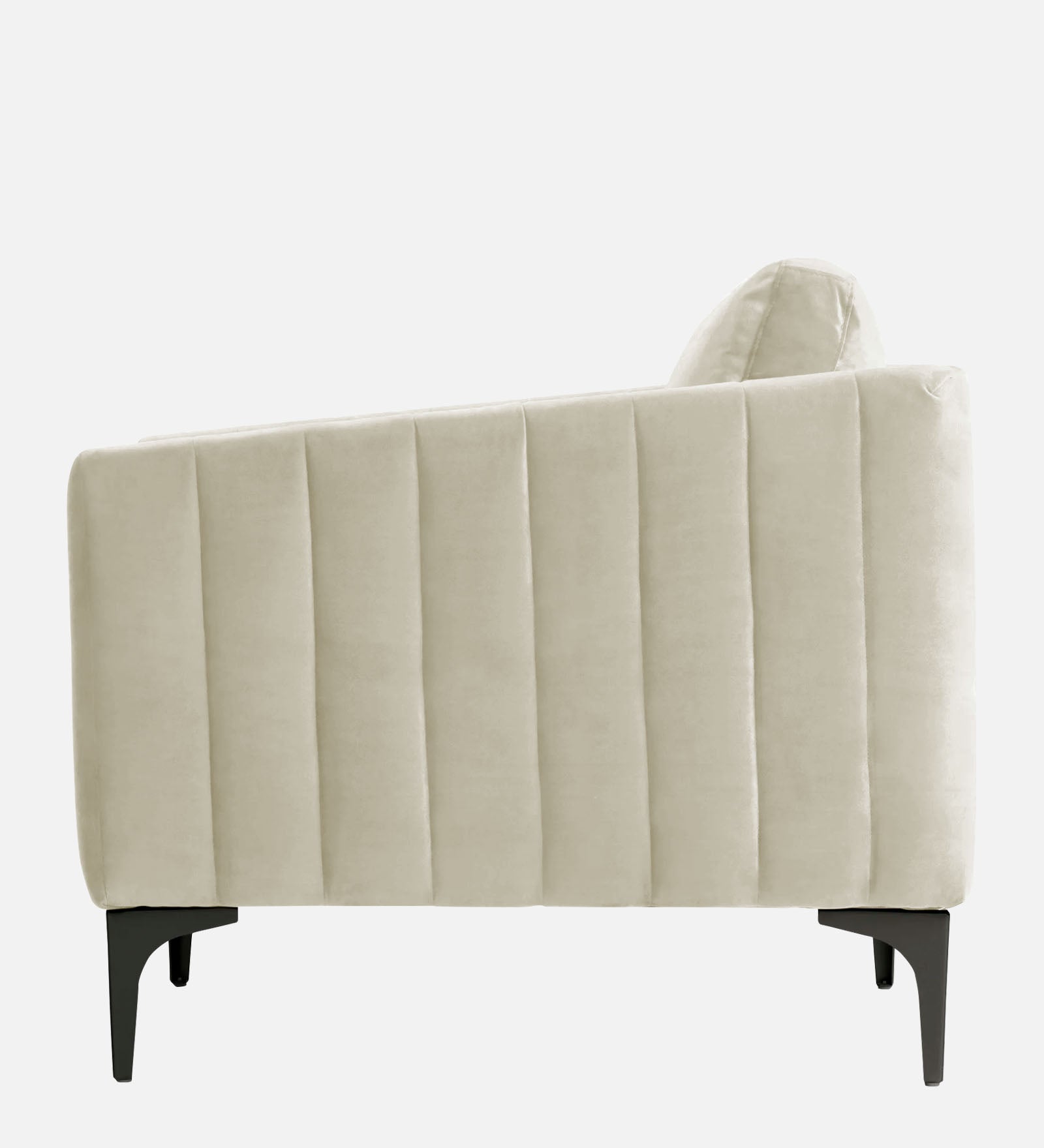 Haru Velvet 1 Seater Sofa in Warm White Colour