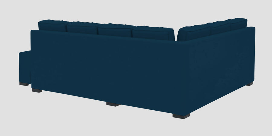 Corby Velvet Lhs 6 Seater Convertible Sofa Cum Bed In Azure Blue Colour - Febonic Living