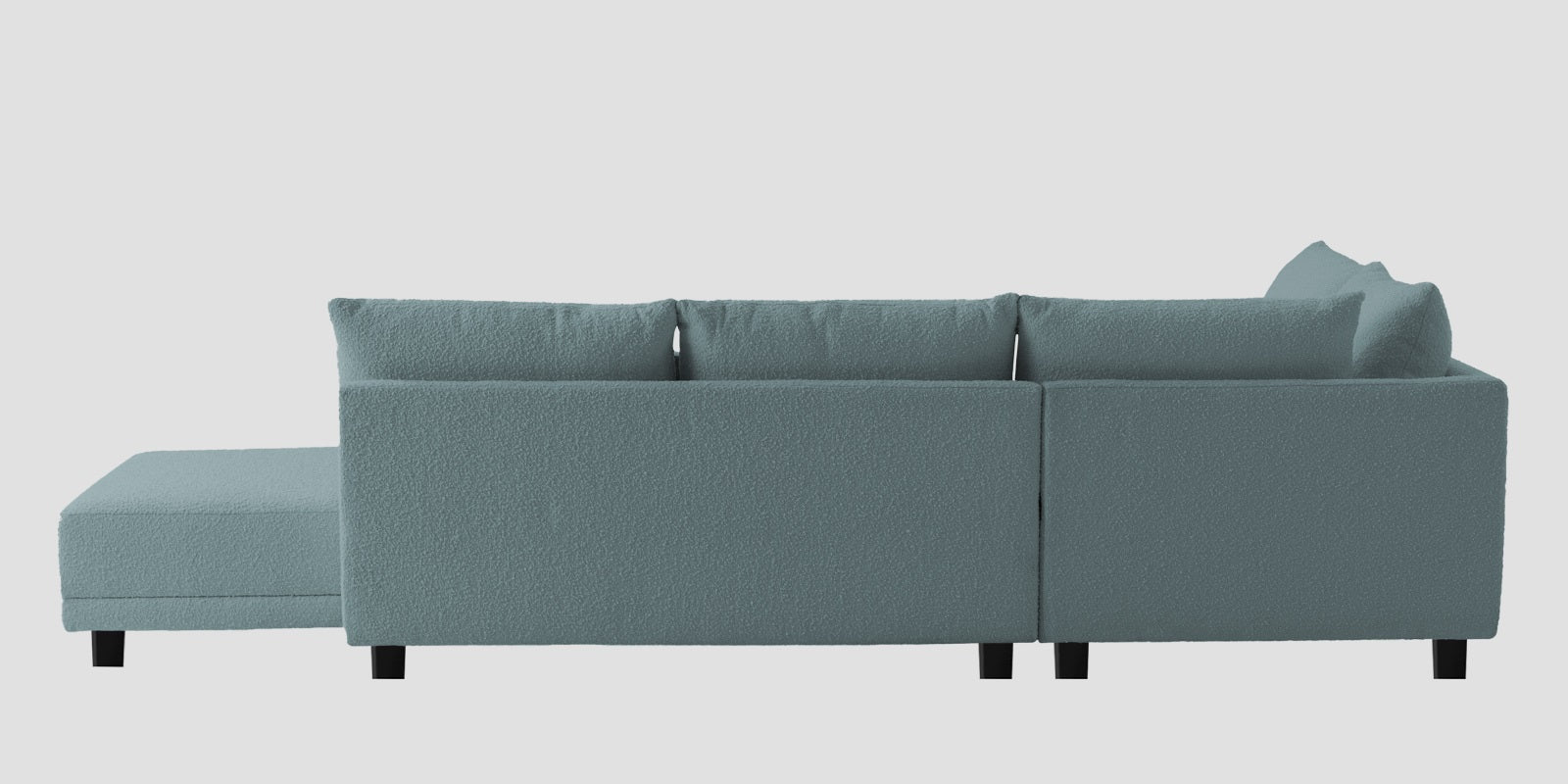 Ira Boucle Fabric RHS 6 Seater Convertible Sofa Cum Bed In Stormy Blue Colour - Febonic Living