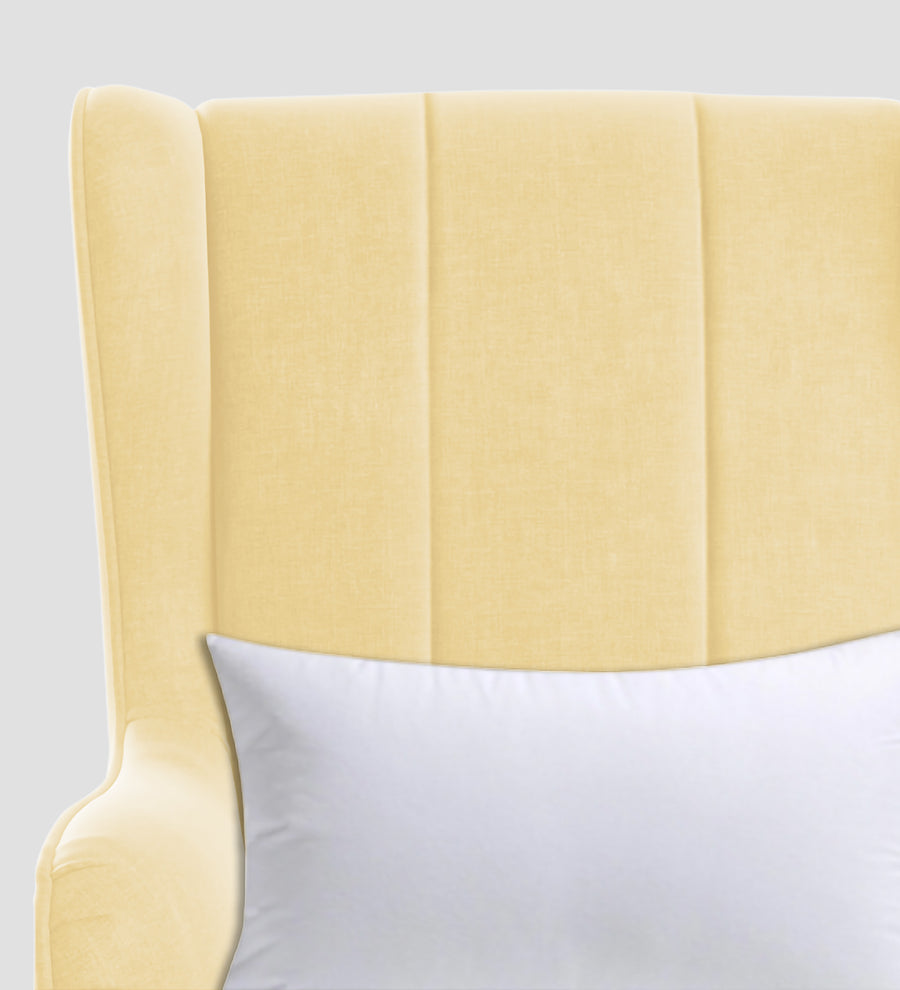 Niya Velvet Wing Chair In Sandy Beige Colour - Febonic Living