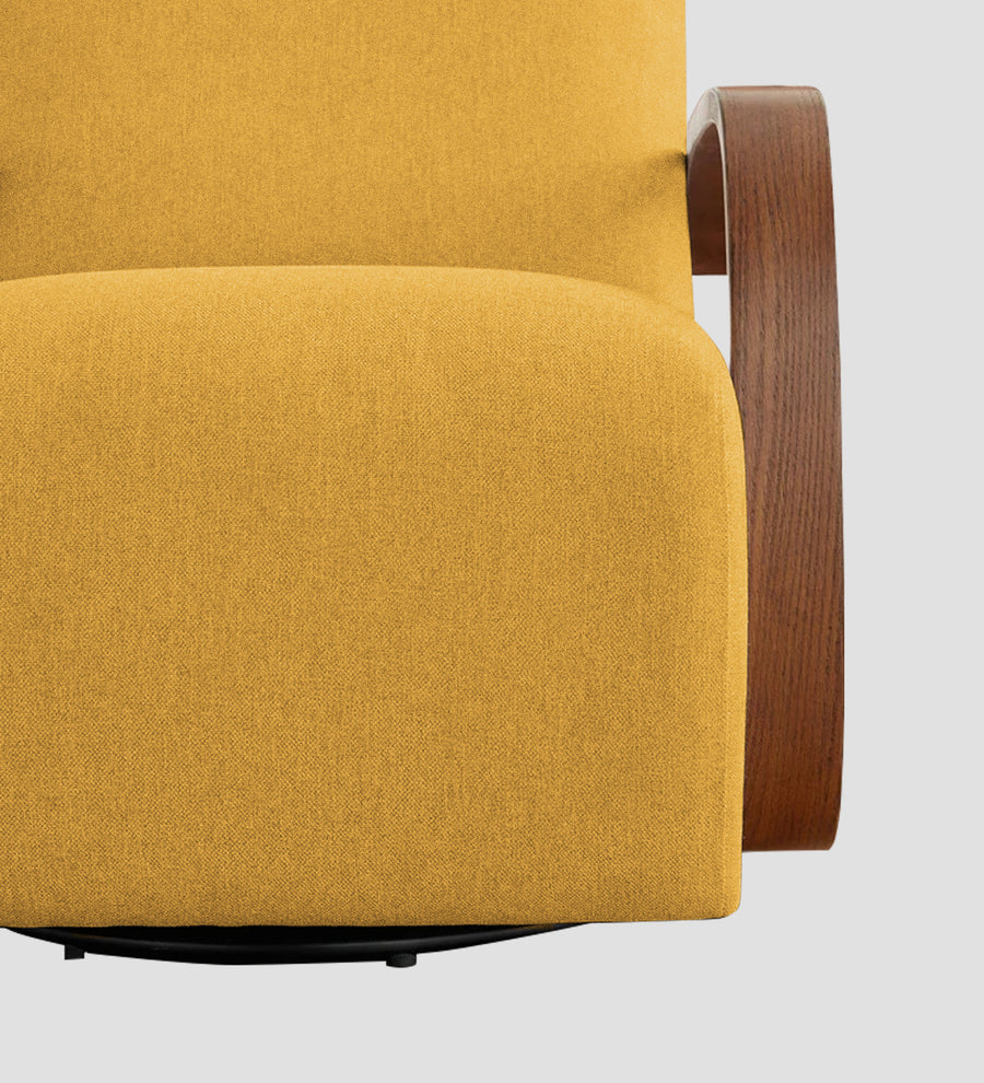 Balma Fabric Swivel Chair In Bold Yellow Colour - Febonic Living