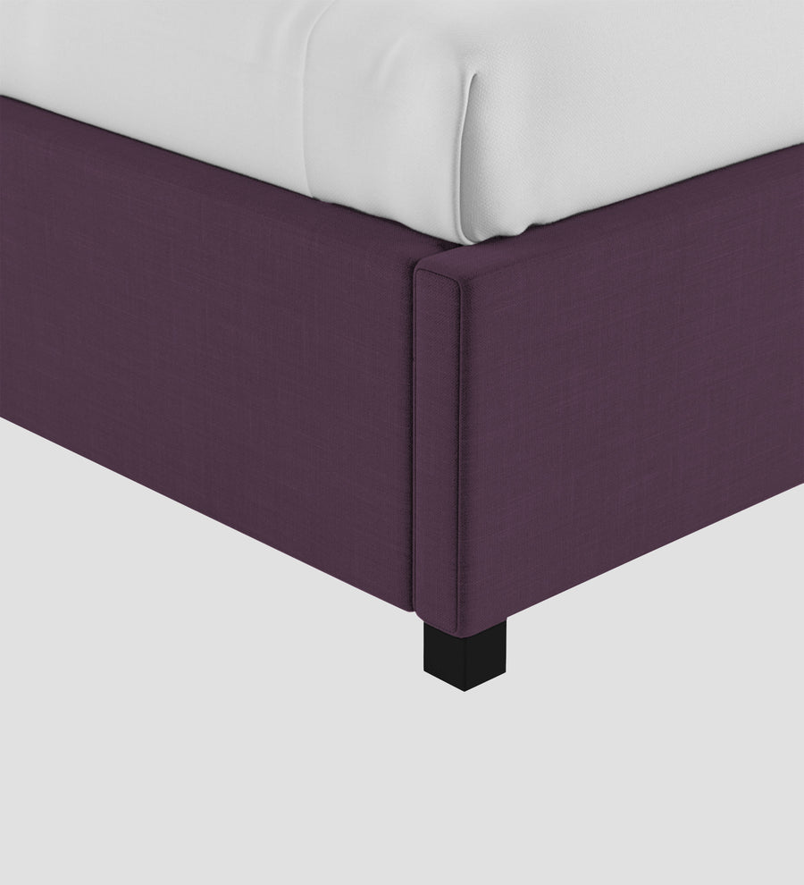 Isko Fabric Upholstered Single Size Bed In Greek Purple Colour With Box Storage - Febonic Living