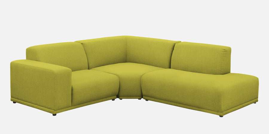 Adam Fabric Rhs Sectional Sofa 3 Ottoman Lounger In Parrot Green Colour - Febonic Living