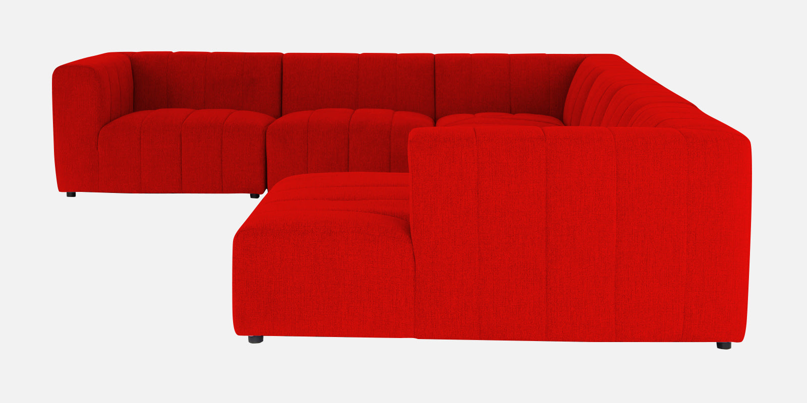 Damo Fabric LHS 8 Seater Sectional Sofa In Ruby Red Colour