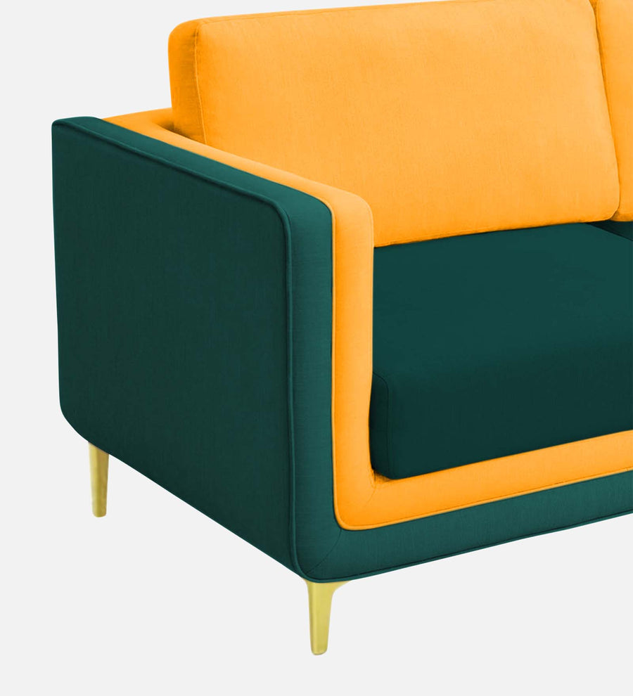 Visky Velvet 1 Seater Sofa In Saffron Yellow And Amazon Green Colour - Febonic Living