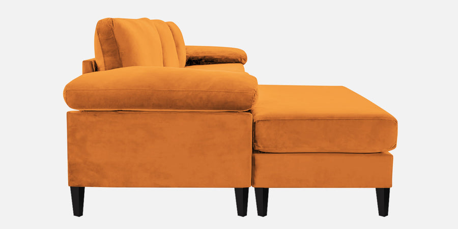 Vegas Velvet Rhs Sectional Sofa 3 Lounger In Tangerine Orange Colour - Febonic Living